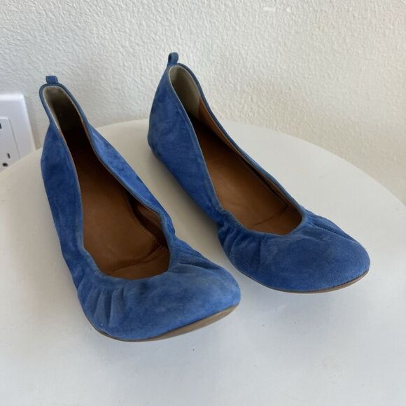 Women's J. Crew Anya Blue Suede Leather Ballet Flats Size 7.5  Made In Italy - Picture 3 of 8